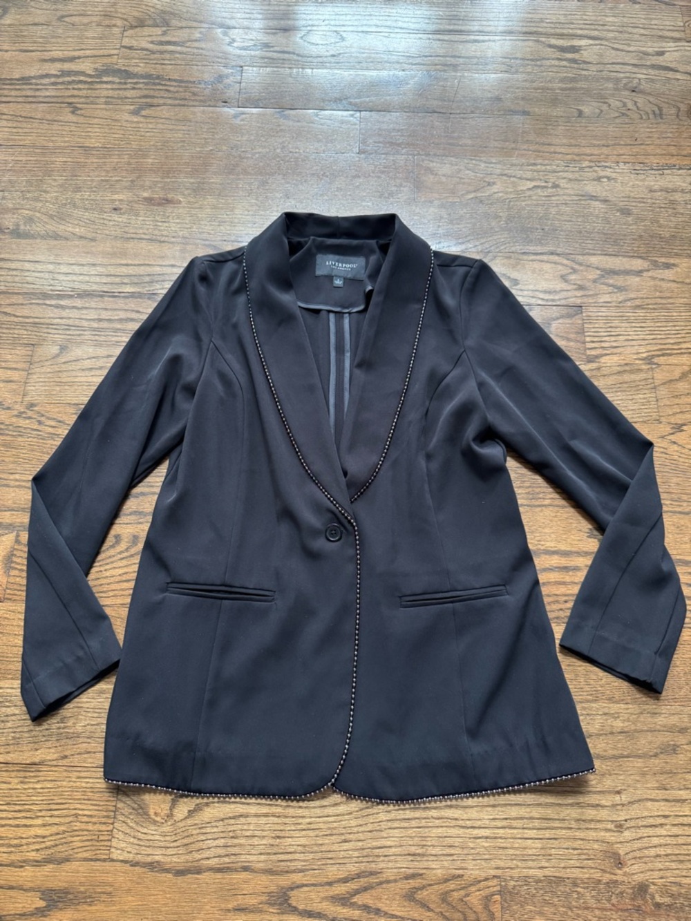 Liverpool Los Angeles Black Blazer Beaded Trim Size S